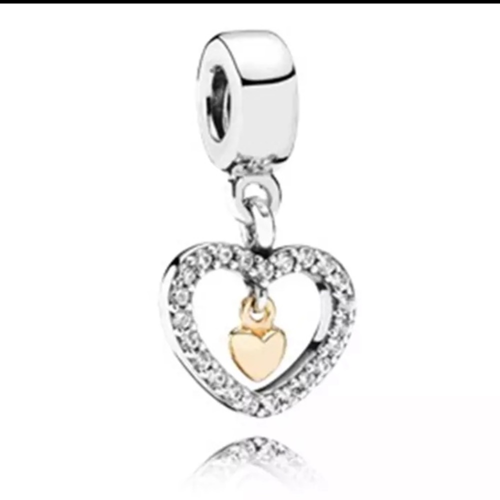 💛VERY BEAUTIFUL AND UNDERSTATED SILVER&GOLD CHARM FOR ANY PANDORA BRACELET💛